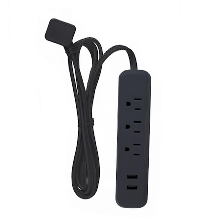 Fivegears Designer 6 ft. 3 Outlets Power Strip with USB Ports, Black FI2739512